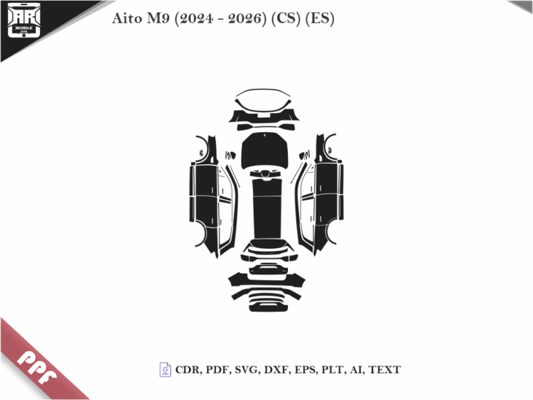 Aito M9 (2024 – 2026) (CS) (ES) Full Car Body PPF Cutting Template