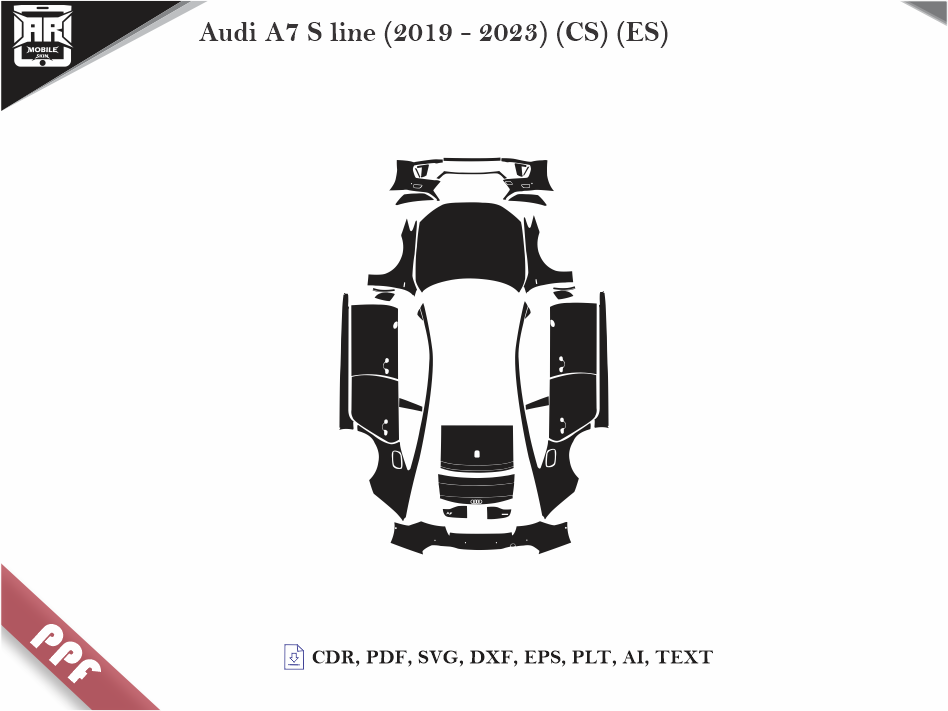 Audi A7 S line (2019 - 2023) (CS) (ES) Car Body PPF Cutting Template