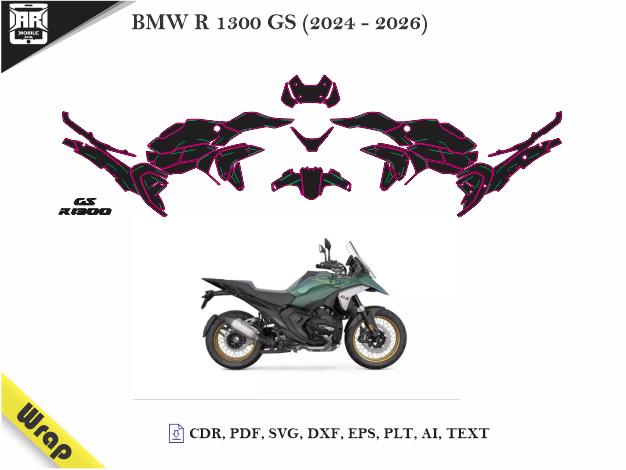 BMW R 1300 GS (2024 - 2026) Wrap Skin Template Vector