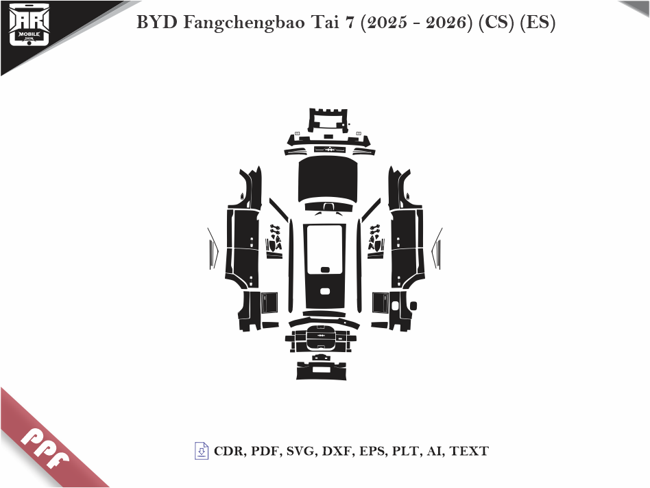 BYD Fangchengbao Tai 7 (2025 - 2026) Car Body PPF Cutting Template