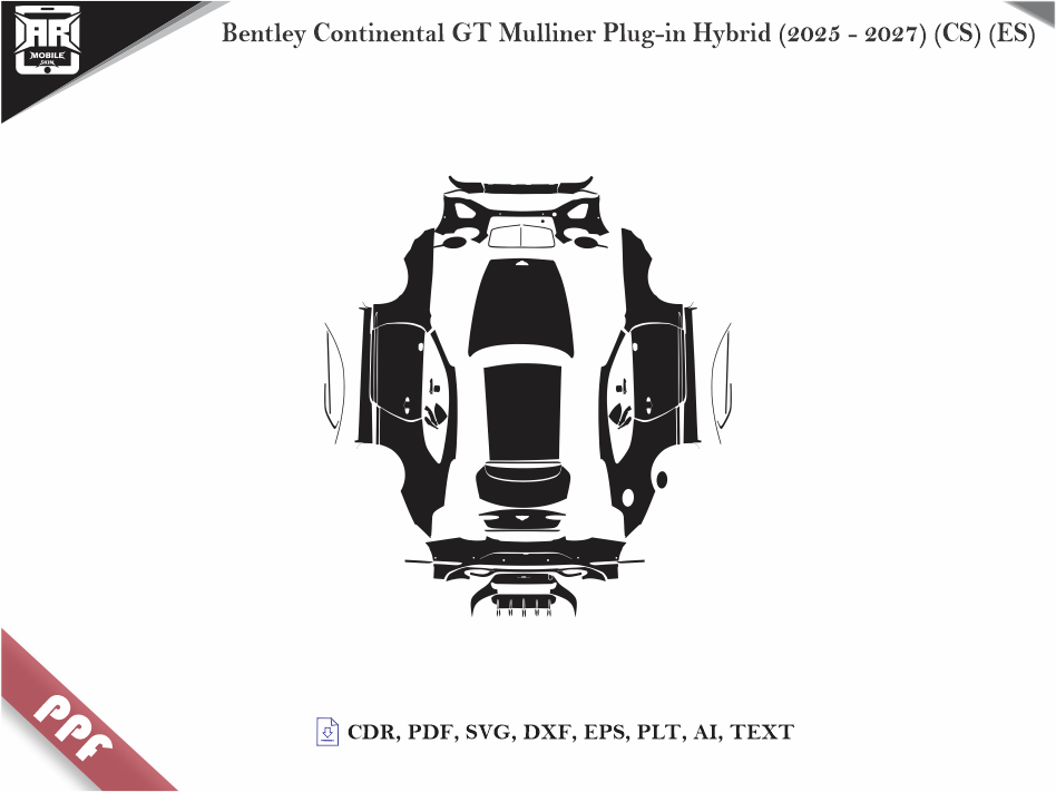 Bentley Continental GT Mulliner Plug-in Hybrid (2025 - 2027) Car Body PPF Cutting Template