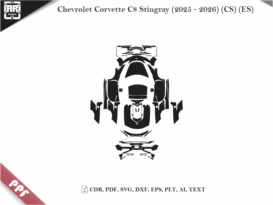 Chevrolet Corvette C8 Stingray (2025 - 2026) (CS) (ES) Car Body PPF Cutting Template
