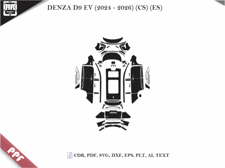 DENZA D9 EV (2024 – 2026) (CS) (ES) Full Car Body PPF Cutting Template