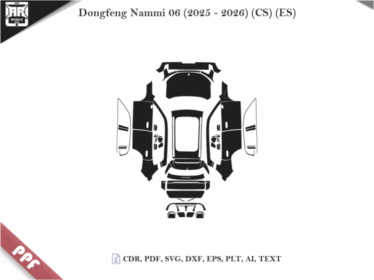 Dongfeng Nammi 06 (2025 – 2026) (CS) (ES) Full Car Body PPF Cutting Template