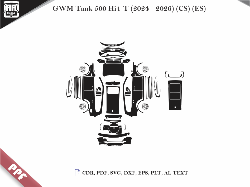 GWM Tank 500 Hi4-T (2024 - 2026) (CS) (ES) Car Body PPF Cutting Template