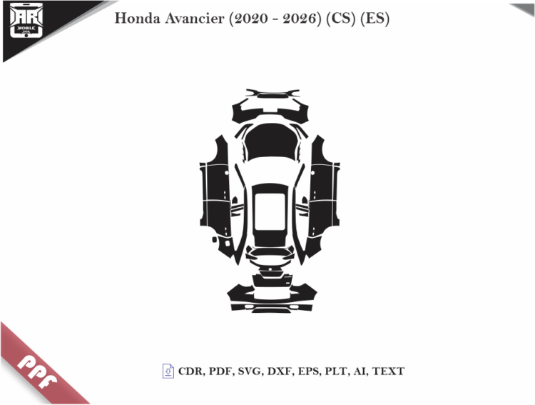 Honda Avancier (2020 – 2026) (CS) (ES) Full Car Body PPF Cutting Template