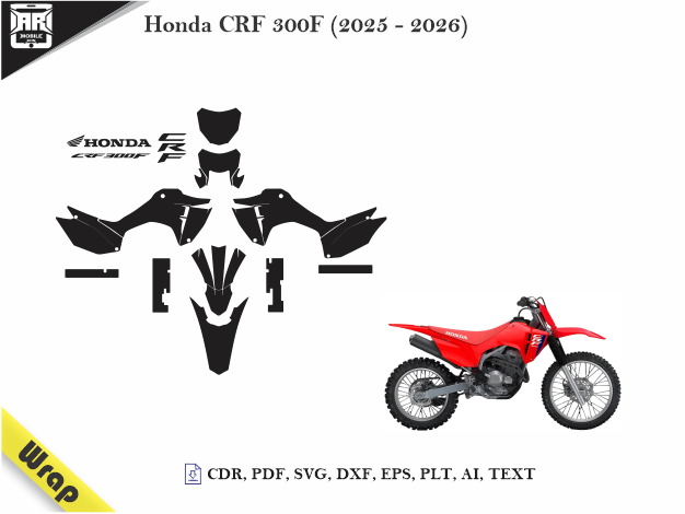 Honda CRF 300F (2025 - 2026) Wrap Skin Template Vector Cut File