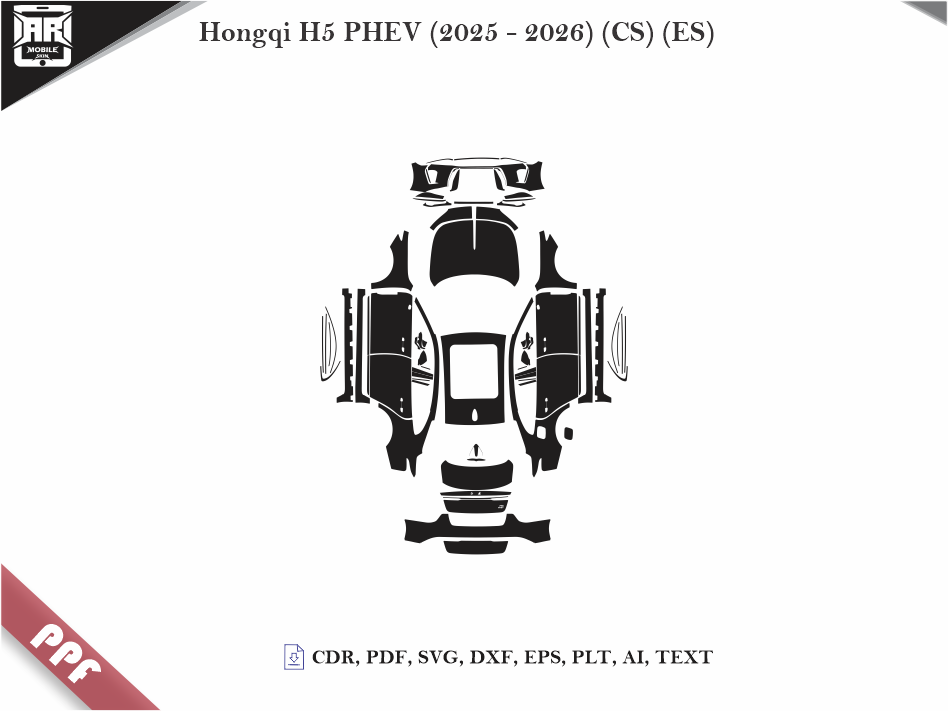 Hongqi H5 PHEV (2025 - 2026) (CS) (ES) Car Body PPF Cutting Template