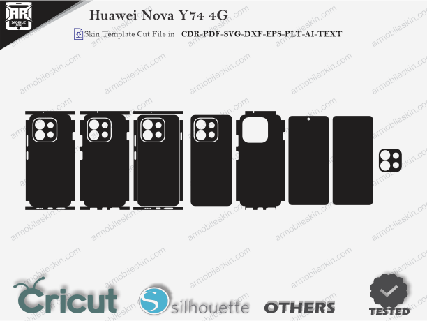 Huawei Nova Y74 4G Skin Template Vector Cut File