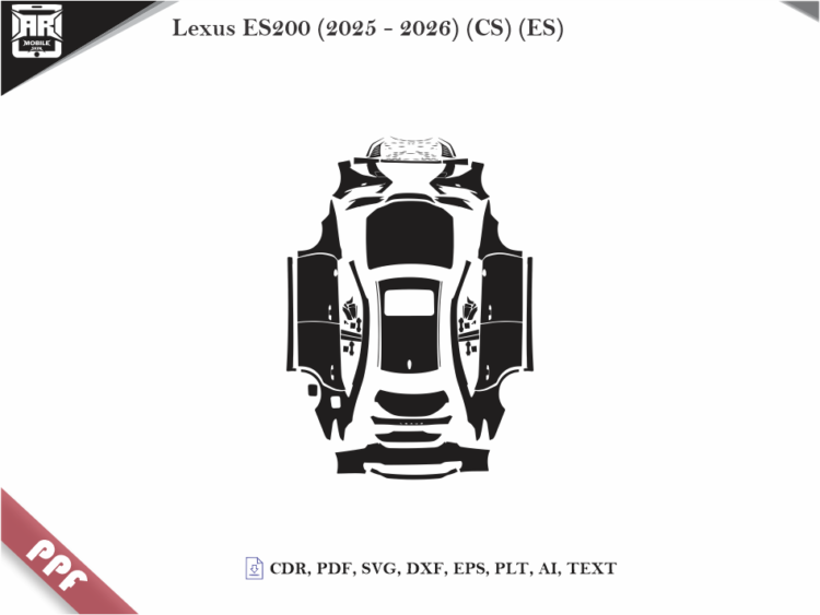 Lexus ES200 (2025 – 2026) (CS) (ES) Full Car Body PPF Cutting Template