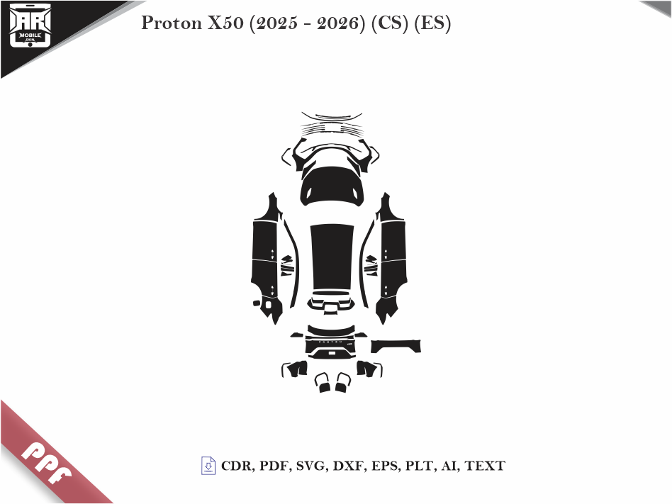 Proton X50 (2025 - 2026) (CS) (ES) Car Body PPF Cutting Template