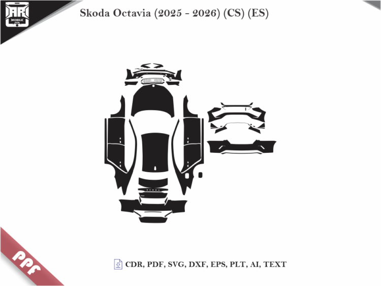 Skoda Octavia (2025 – 2026) (CS) (ES) Full Car Body PPF Cutting Template