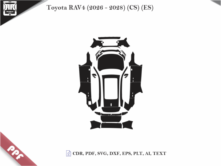 Toyota RAV4 (2026 – 2028) (CS) (ES) Full Car Body PPF Cutting Template