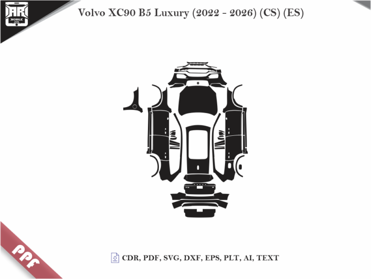 Volvo XC90 B5 Luxury (2022 – 2026) (CS) (ES) Full Car Body PPF Cutting Template