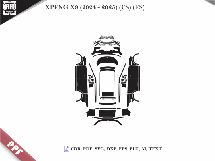 XPENG X9 (2024 – 2025) (CS) (ES) Full Car Body PPF Cutting Template
