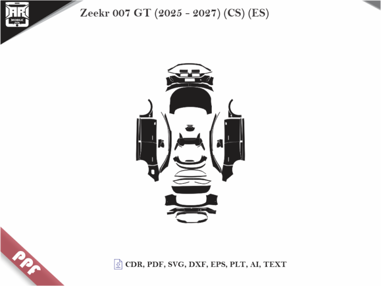 Zeekr 007 GT (2025 – 2027) (CS) (ES) Full Car Body PPF Cutting Template