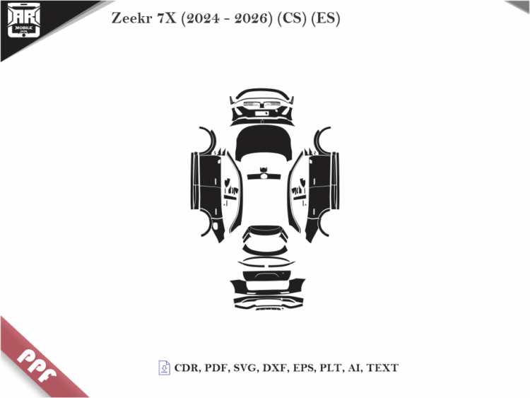 Zeekr 7X (2024 – 2026) (CS) (ES) Full Car Body PPF Cutting Template