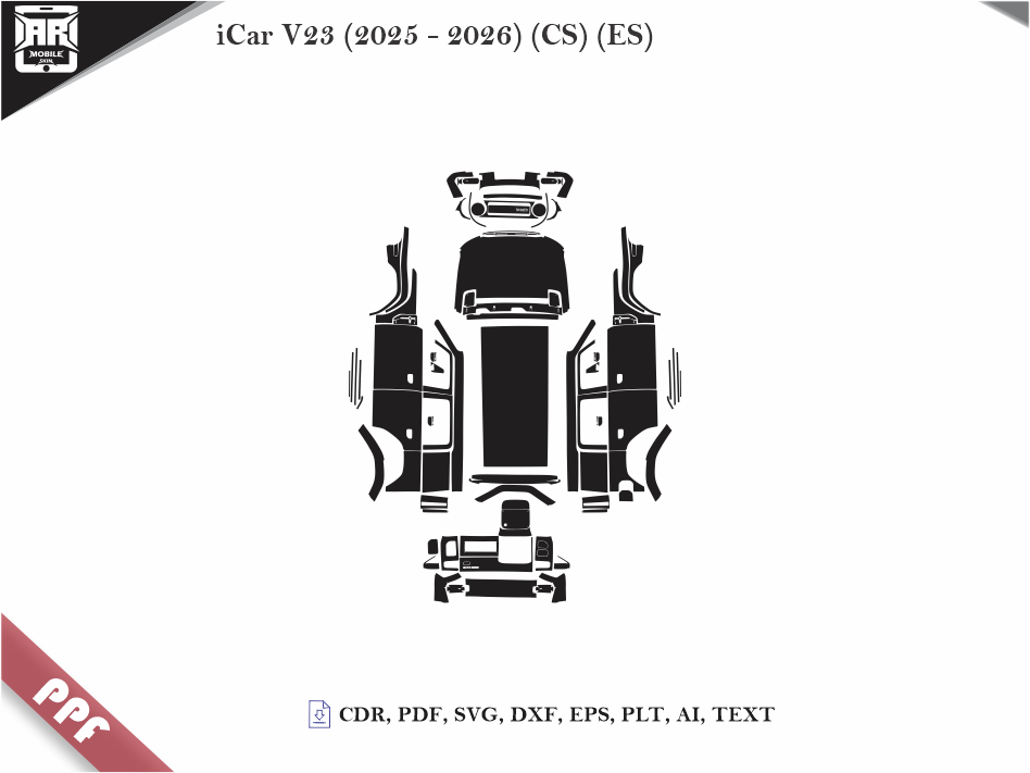 iCar V23 (2025 - 2026) (CS) (ES) Car Body PPF Cutting Template