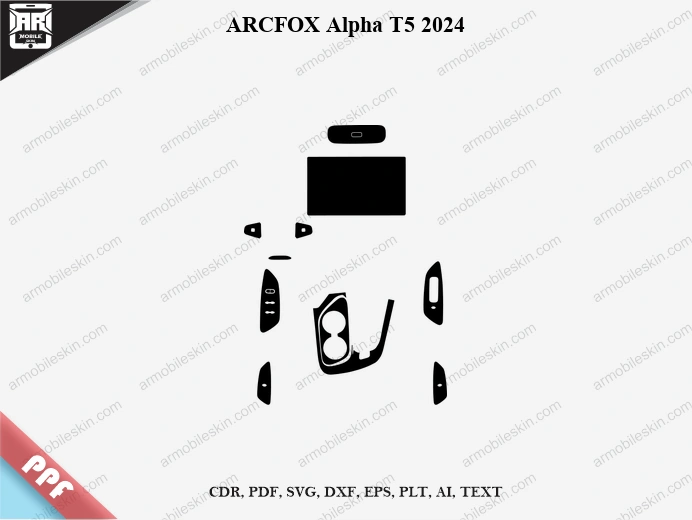 ARCFOX Alpha T5 2024 Car Interior PPF Template Vector