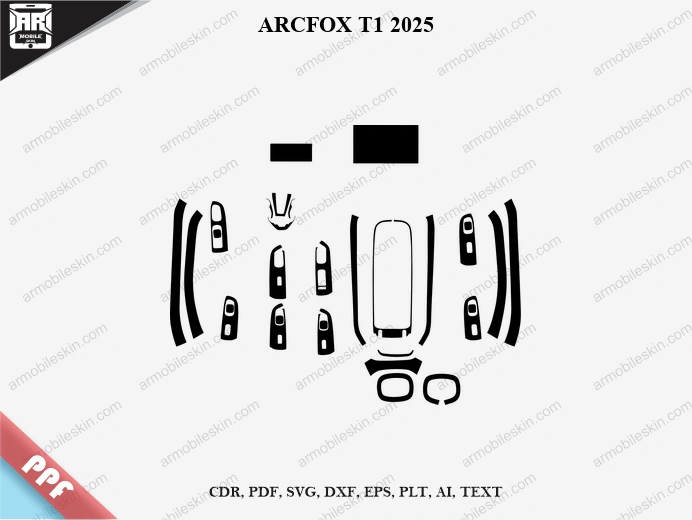 ARCFOX T1 2025 Car Interior PPF Template Vector