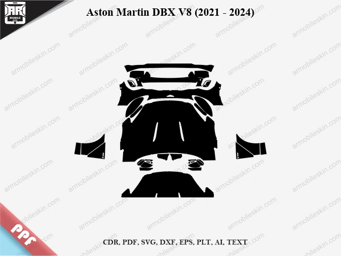 Aston Martin DBX V8 (2021 - 2024) Car Exterior Front PPF Template