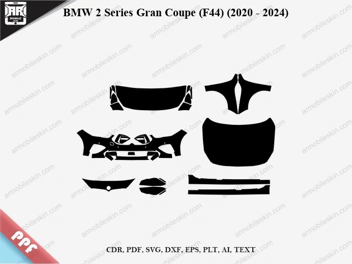 BMW 2 Series Gran Coupe (F44) (2020 - 2024) Car Exterior Front PPF Template