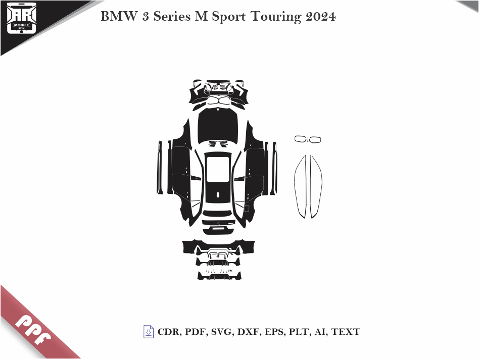 BMW 3 Series M Sport Touring 2024 Car Body PPF Cutting Template