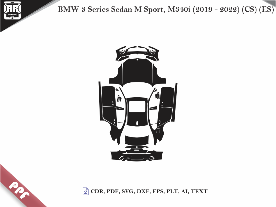 BMW 3 Series Sedan M Sport, M340i (2019 - 2022) (CS) (ES) Car Body PPF Cutting Template