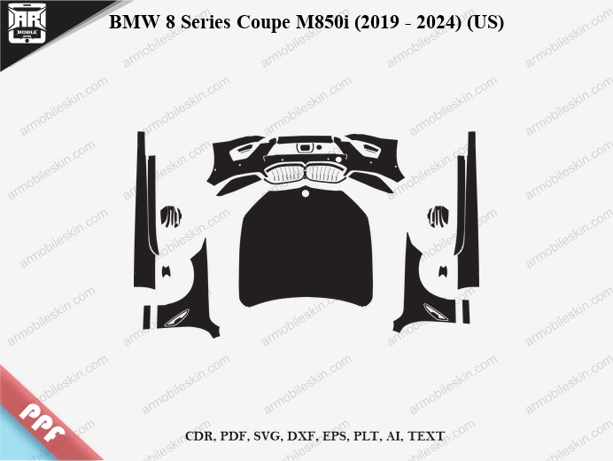 BMW 8 Series Coupe M850i (2019 – 2024) (US) Car PPF Template
