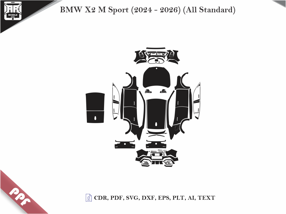 BMW X2 M Sport (2024 - 2026) (All Standard) Car Body PPF Cutting Template