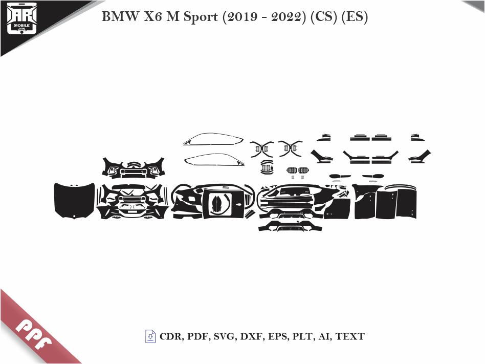 BMW X6 M Sport (2019 - 2022) (CS) (ES) Car Body PPF Cutting Template