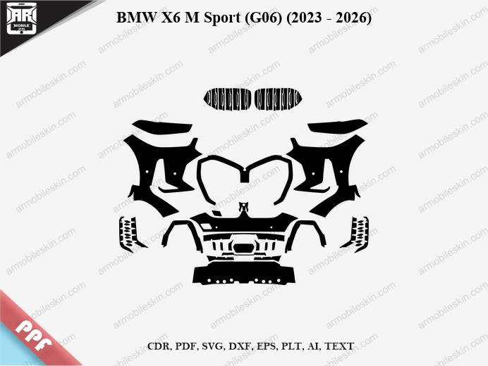 BMW X6 M Sport (G06) (2023 - 2026) Car Exterior Front PPF Template
