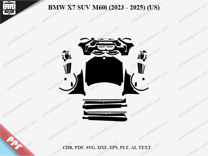 BMW X7 SUV M60i (2023 - 2025) (US) Car Exterior Front PPF Template