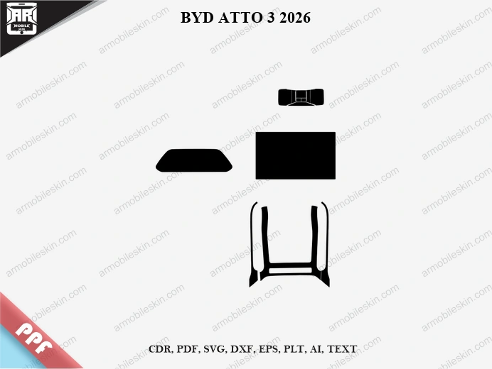 BYD ATTO 3 2026 Car Interior PPF Template Vector