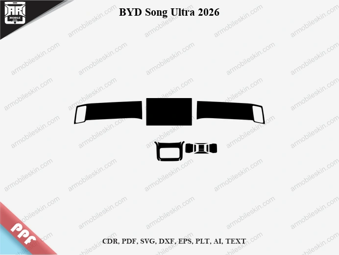 BYD Song Ultra 2026 Car Interior PPF Template Vector