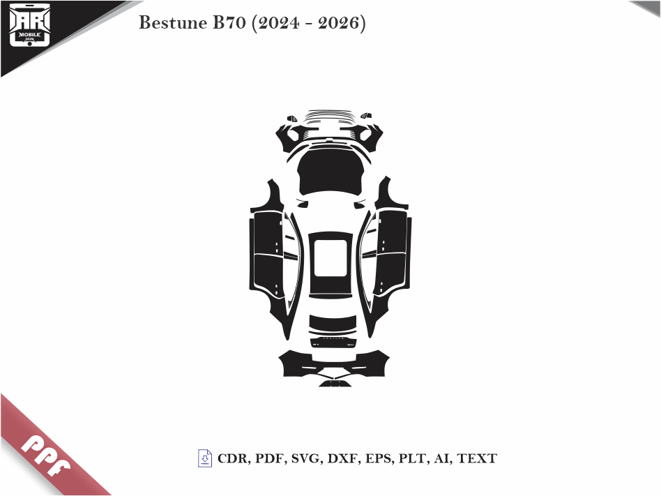Bestune B70 (2024 - 2026) Car Body PPF Cutting Template