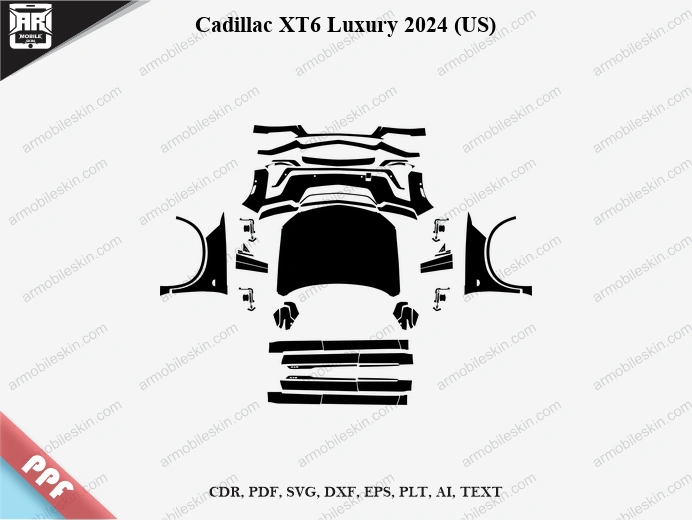Cadillac XT6 Luxury 2024 (US) Car Exterior Front PPF Template