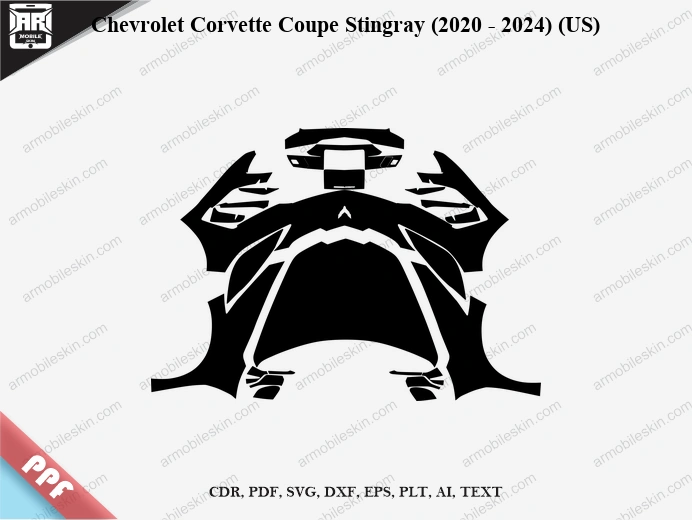 Chevrolet Corvette Coupe Stingray (2020 - 2024) (US) Car Exterior Front PPF Template