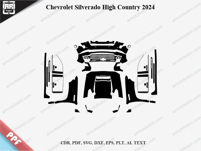 Chevrolet Silverado High Country 2024 Car Exterior Front PPF Template
