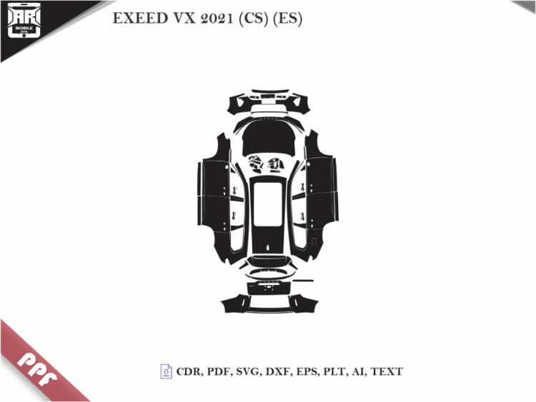 EXEED VX 2021 (CS) (ES) Full Car Body PPF Cutting Template