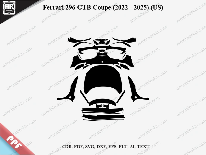 Ferrari 296 GTB Coupe (2022 - 2025) (US) Car Exterior Front PPF Template