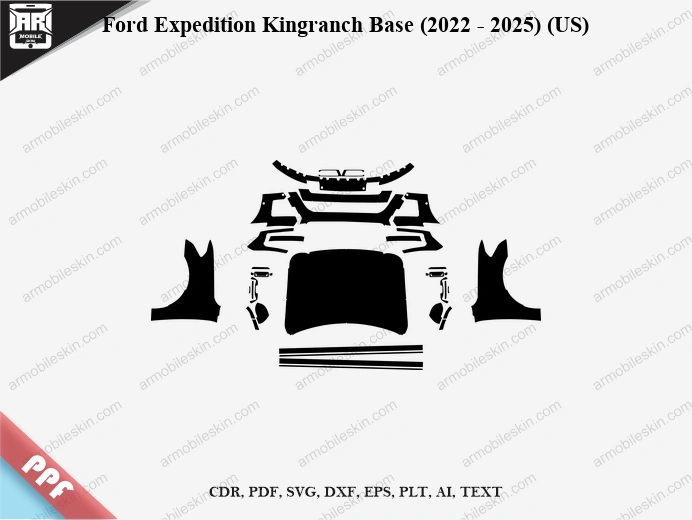 Ford Expedition Kingranch Base (2022 - 2025) (US) Car Exterior Front PPF Template