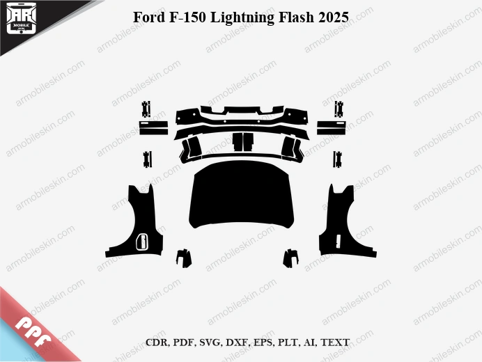 Ford F-150 Lightning Flash 2025 Car Exterior Front PPF Template