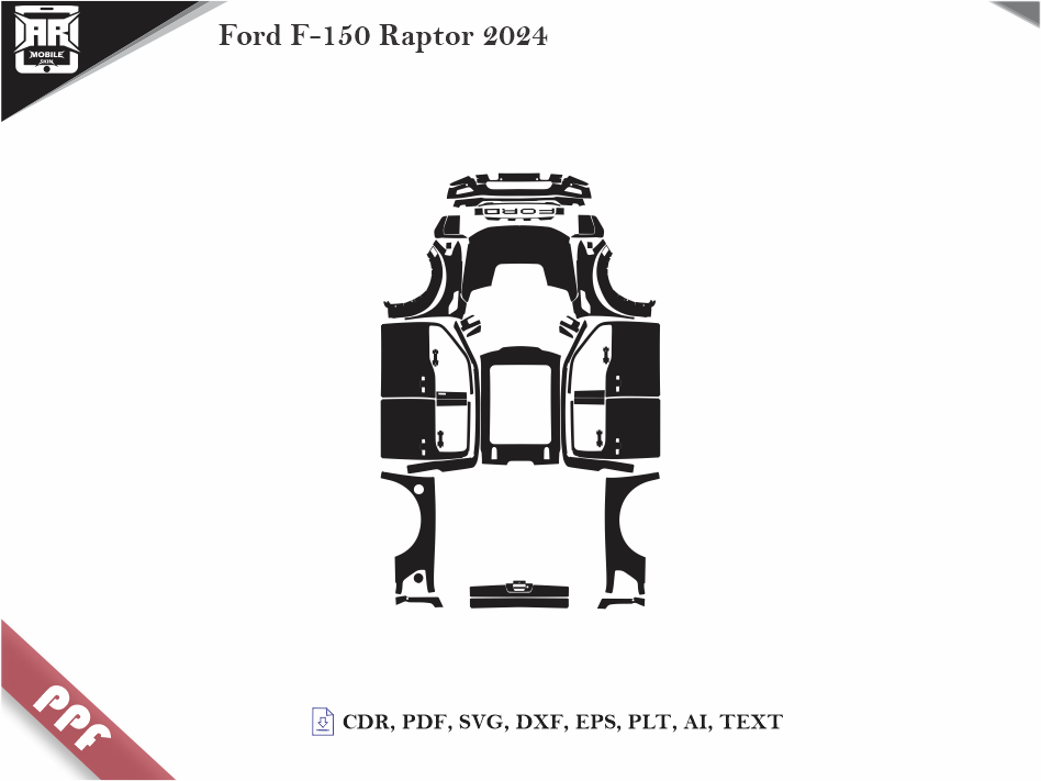 Ford F-150 Raptor 2024 Car Body PPF Cutting Template