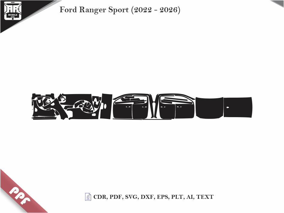 Ford Ranger Sport (2022 - 2026) Car Body PPF Cutting Template
