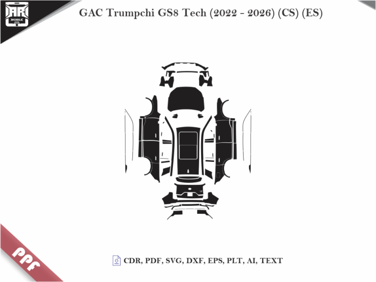 GAC Trumpchi GS8 Tech (2022 – 2026) (CS) (ES) Full Car Body PPF Cutting Template