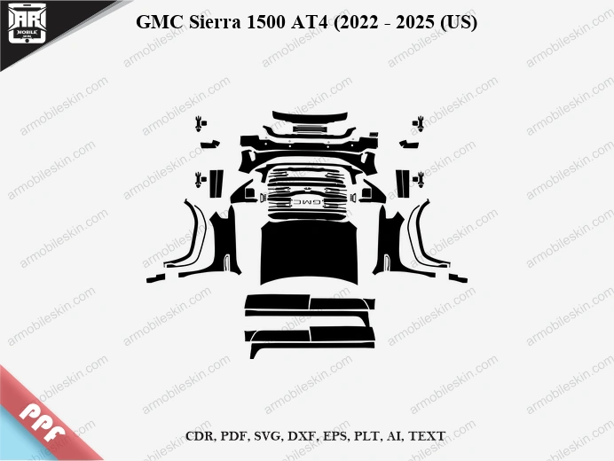 GMC Sierra 1500 AT4 (2022 – 2025 (US) Car PPF Template