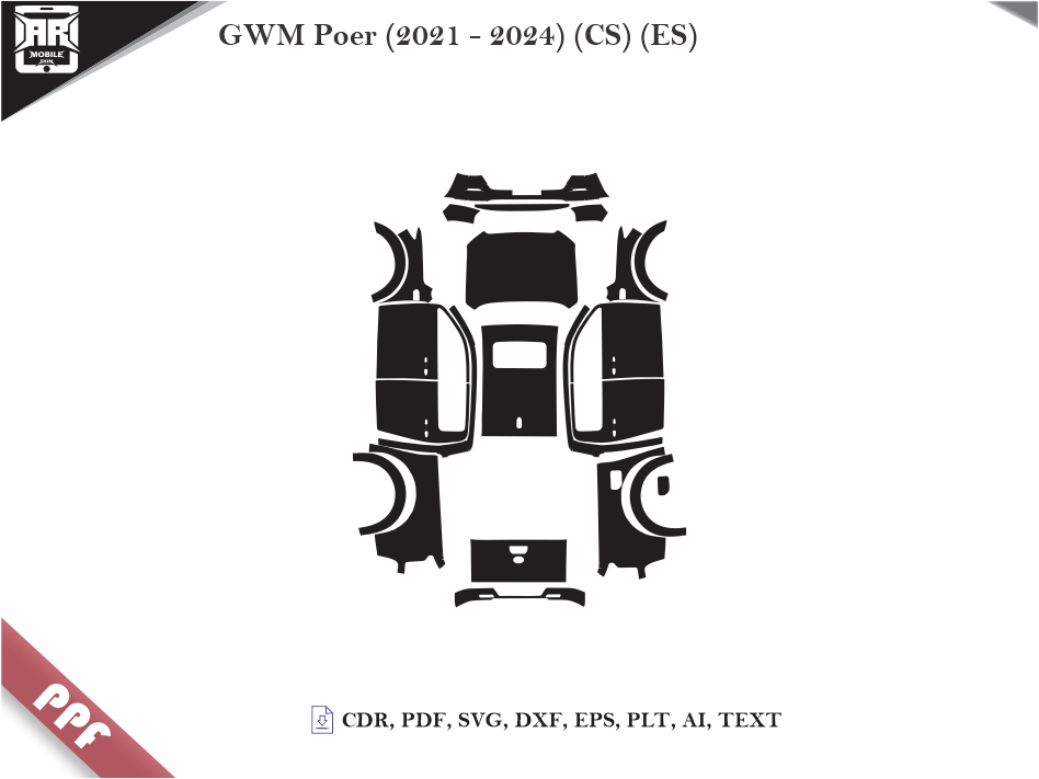 GWM Poer (2021 - 2024) (CS) (ES) Car Body PPF Cutting Template