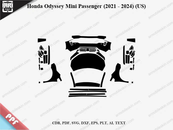 Honda Odyssey Mini Passenger (2021 - 2024) (US) Car Exterior Front PPF Template