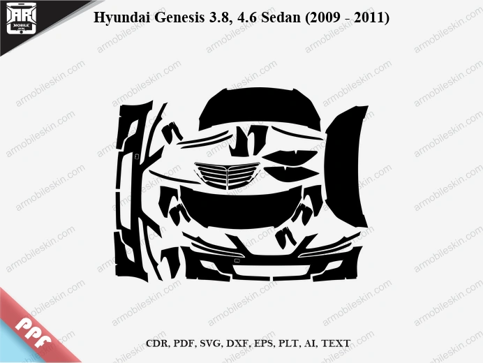 Hyundai Genesis 3.8, 4.6 Sedan (2009 - 2011) Car Exterior Front PPF Template
